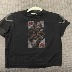 Mesh queen of hearts crop top